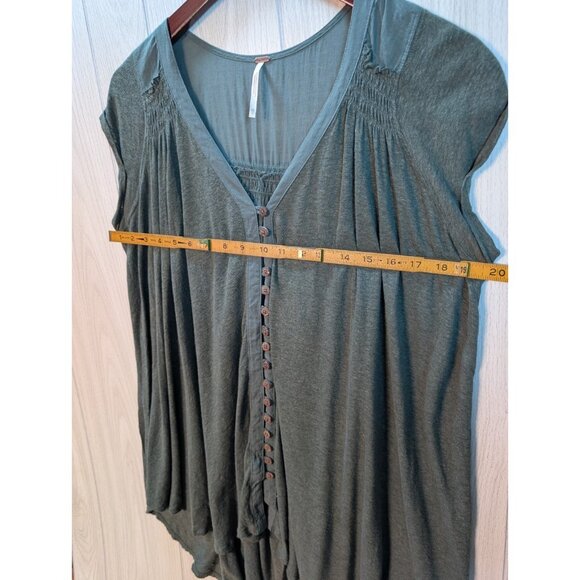 Women's Free People Highland Shirt Dark Green Size XS Trapeze Boho - Picture 5 of 6